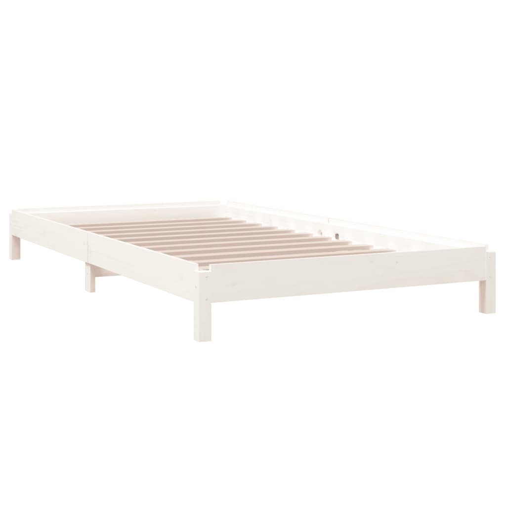 Stack Bed without Mattress White 90x200 cm Solid Wood Pine
