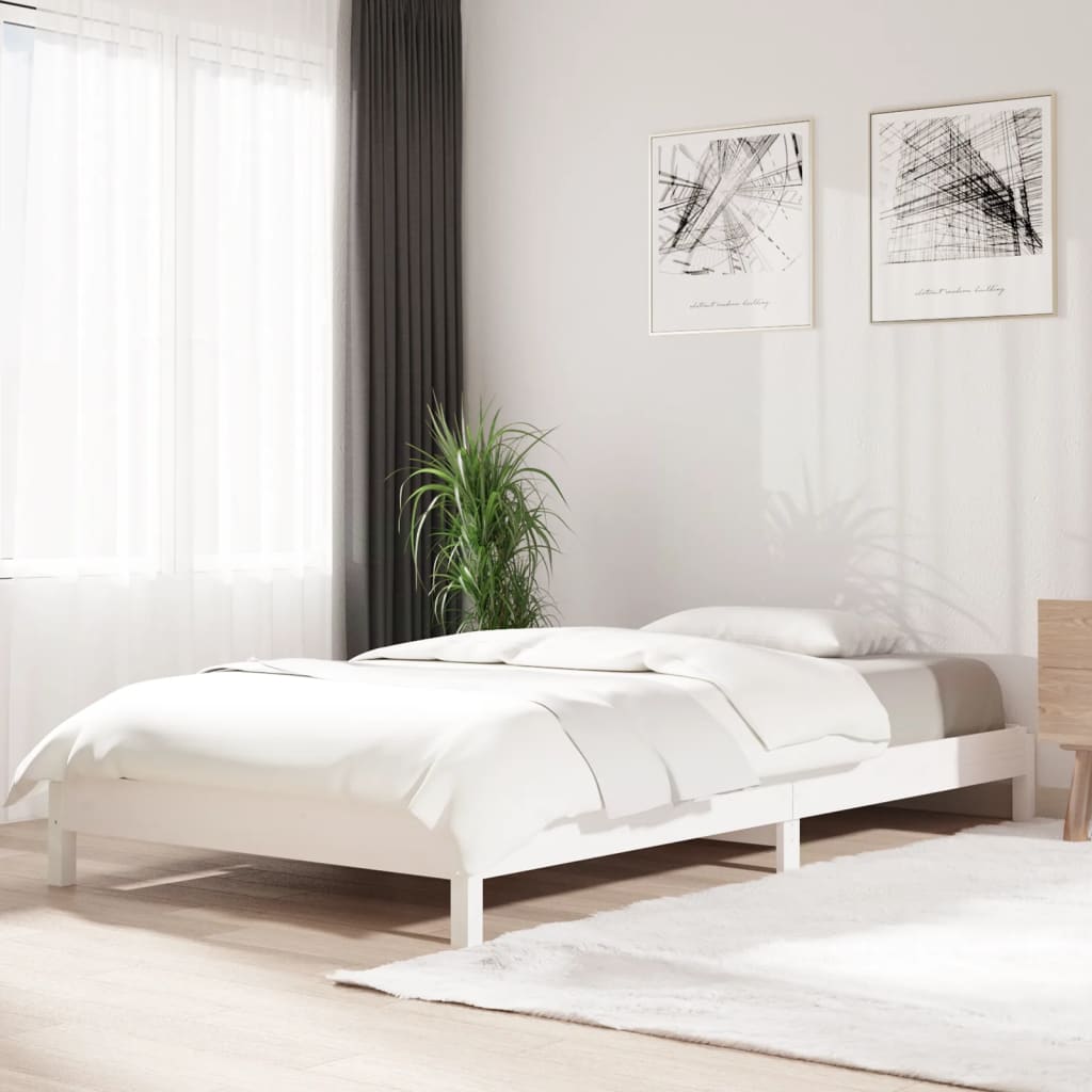 Stack Bed without Mattress White 90x200 cm Solid Wood Pine