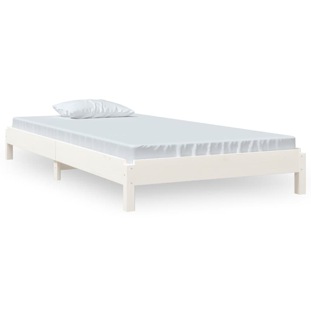 Stack Bed without Mattress White 90x190 cm Single Solid Wood Pine