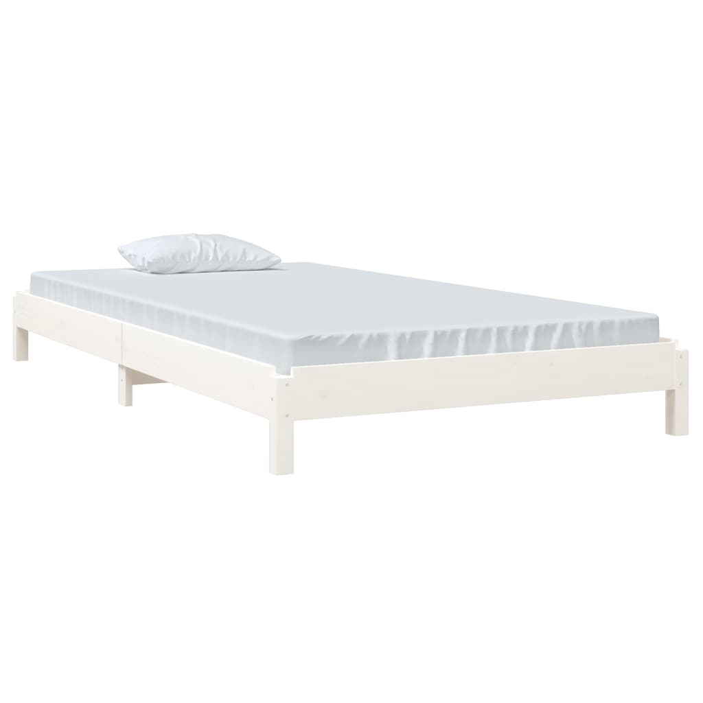 Stack Bed without Mattress White 90x190 cm Single Solid Wood Pine