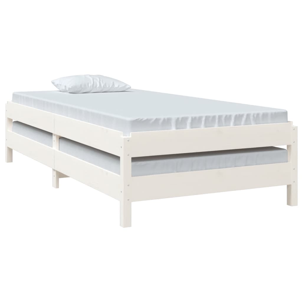 Stack Bed without Mattress White 90x190 cm Single Solid Wood Pine