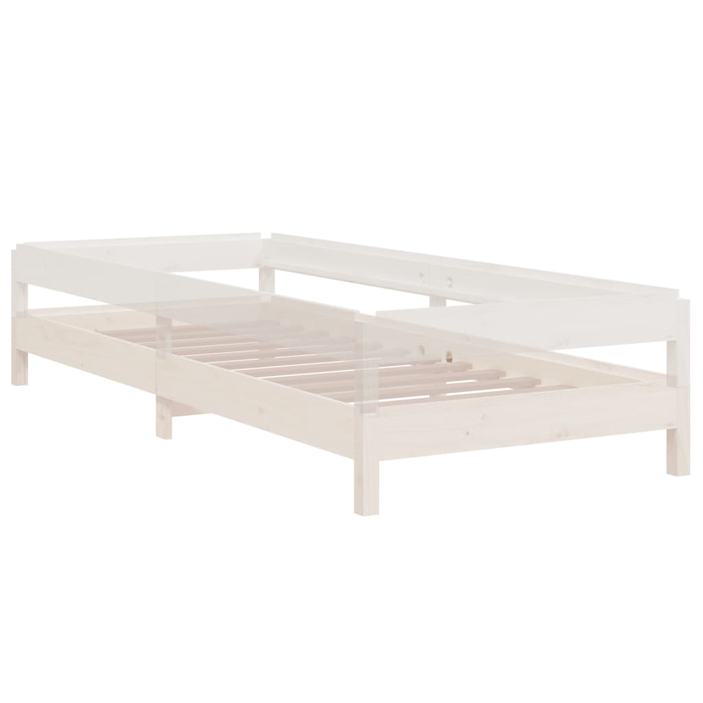 Stack Bed without Mattress White 90x190 cm Single Solid Wood Pine