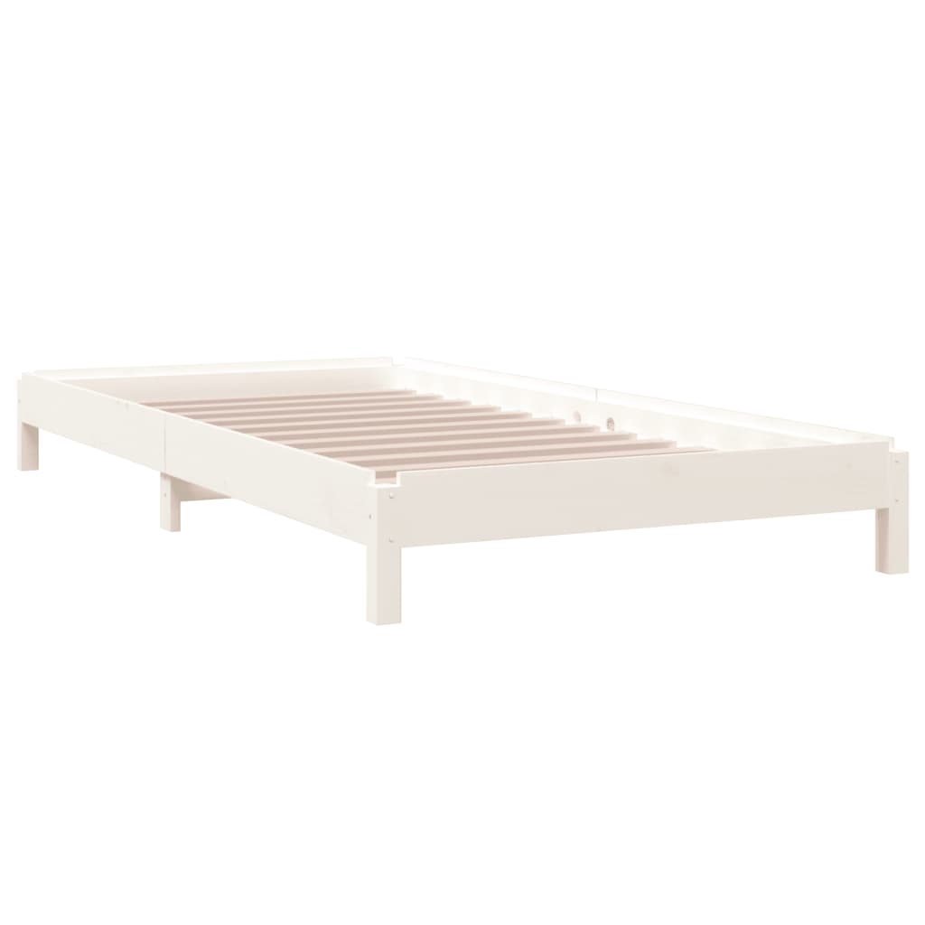 Stack Bed without Mattress White 90x190 cm Single Solid Wood Pine