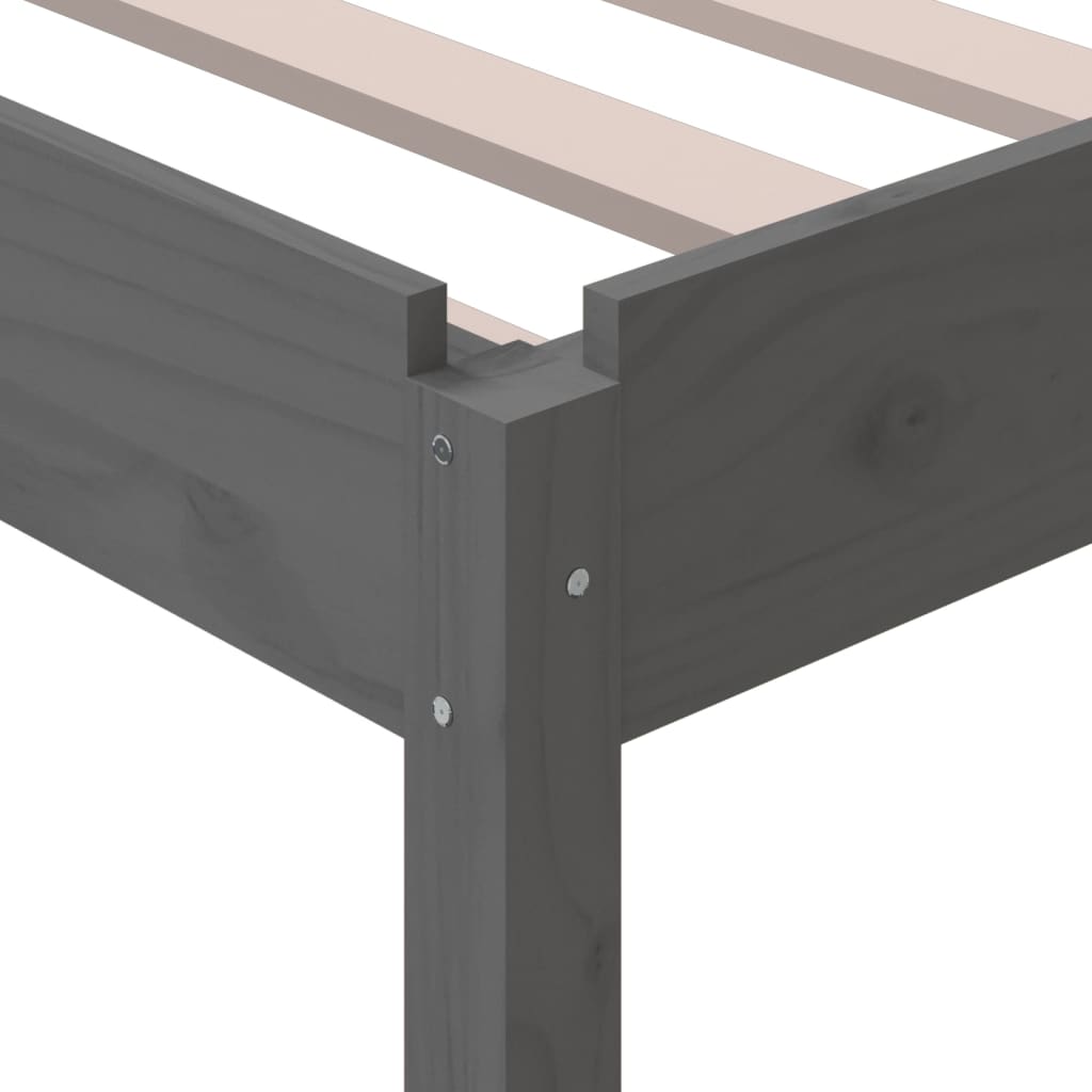 Stack Bed without Mattress Grey 75x190 cm Small Single Solid Wood Pine