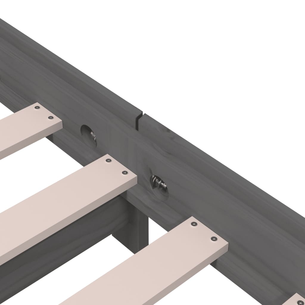 Stack Bed without Mattress Grey 75x190 cm Small Single Solid Wood Pine