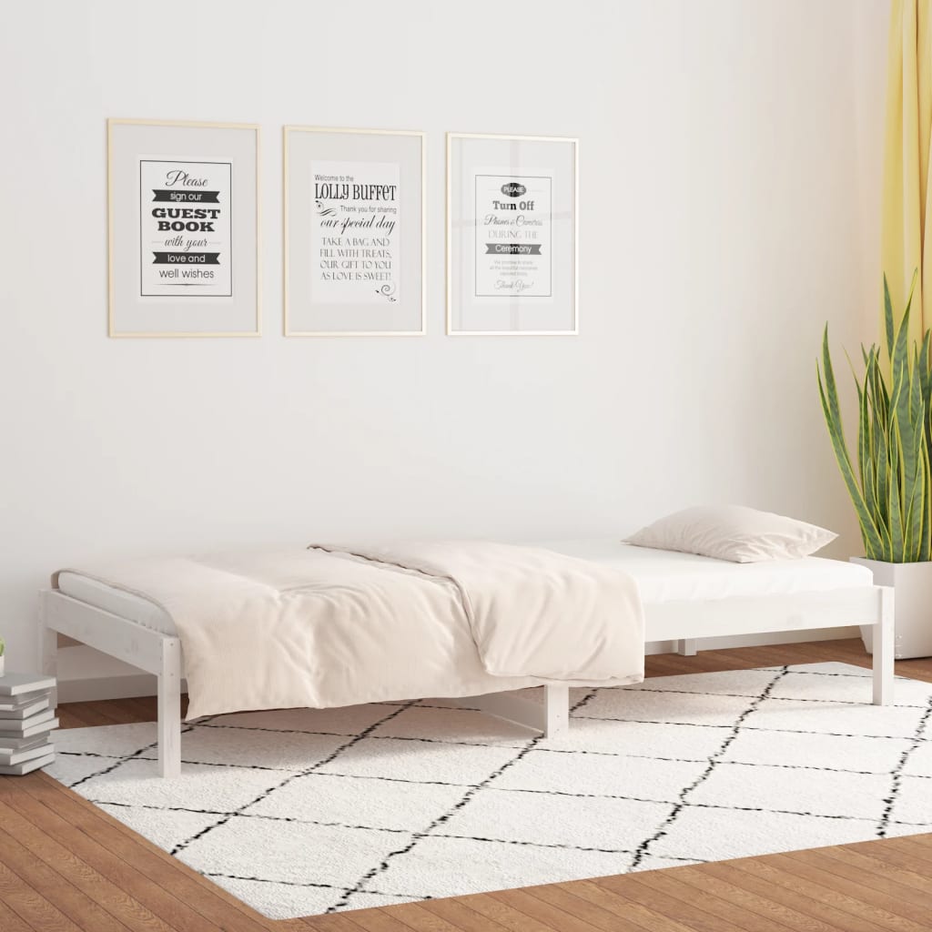 Day Bed without Mattress White 90x200 cm Solid Wood Pine