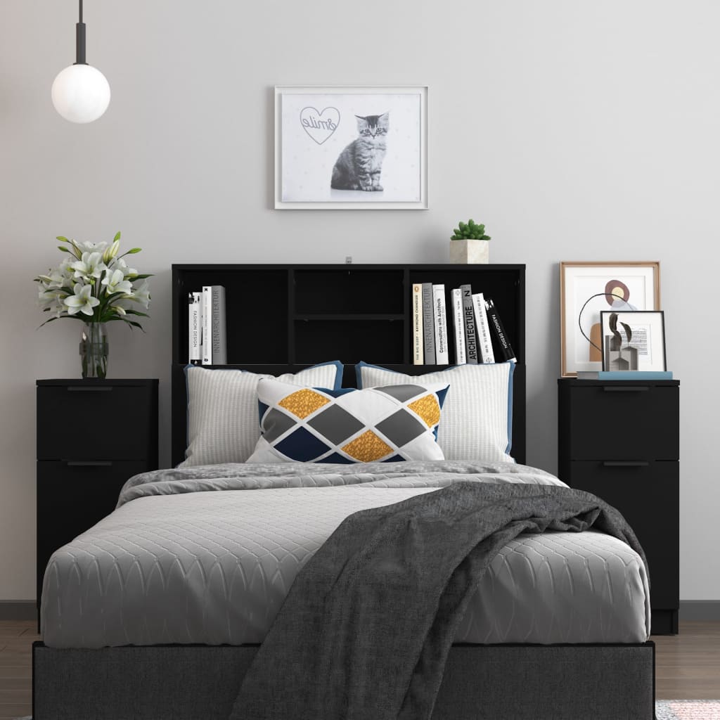 Sideboards 2 pcs Black 30x30x70 cm Engineered Wood