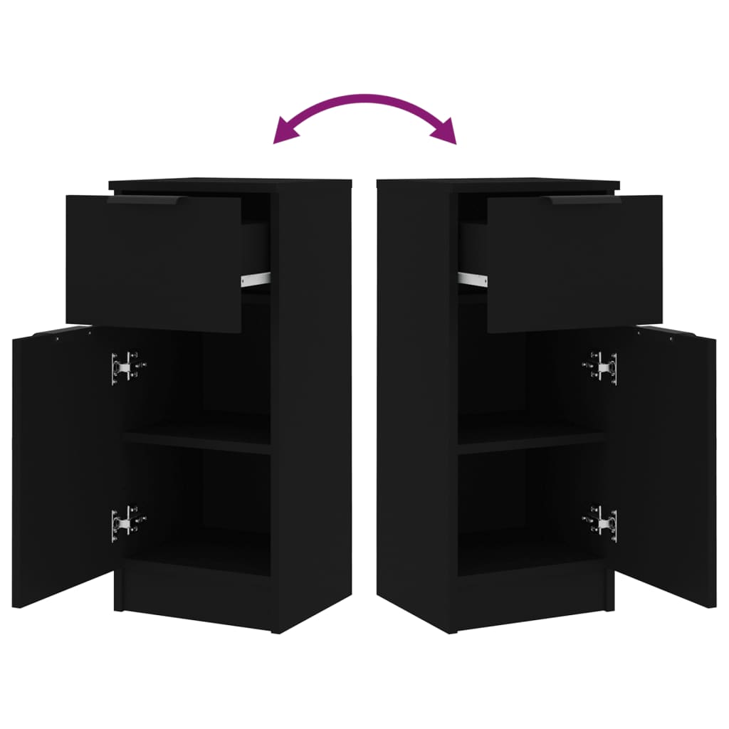 Sideboards 2 pcs Black 30x30x70 cm Engineered Wood