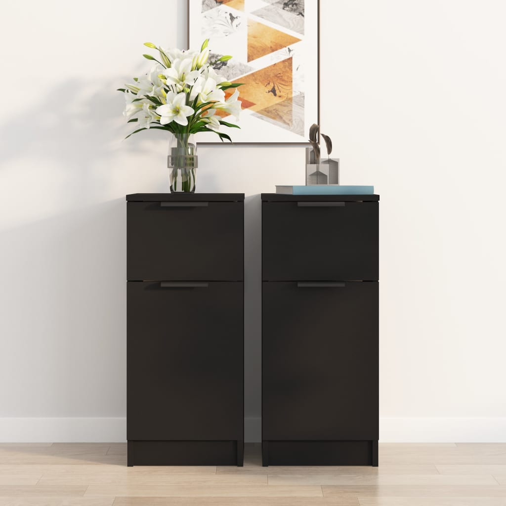Sideboards 2 pcs Black 30x30x70 cm Engineered Wood
