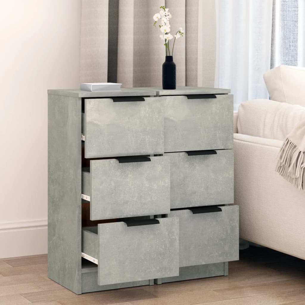 Sideboards 2 pcs Concrete Grey 30x30x70 cm Engineered Wood