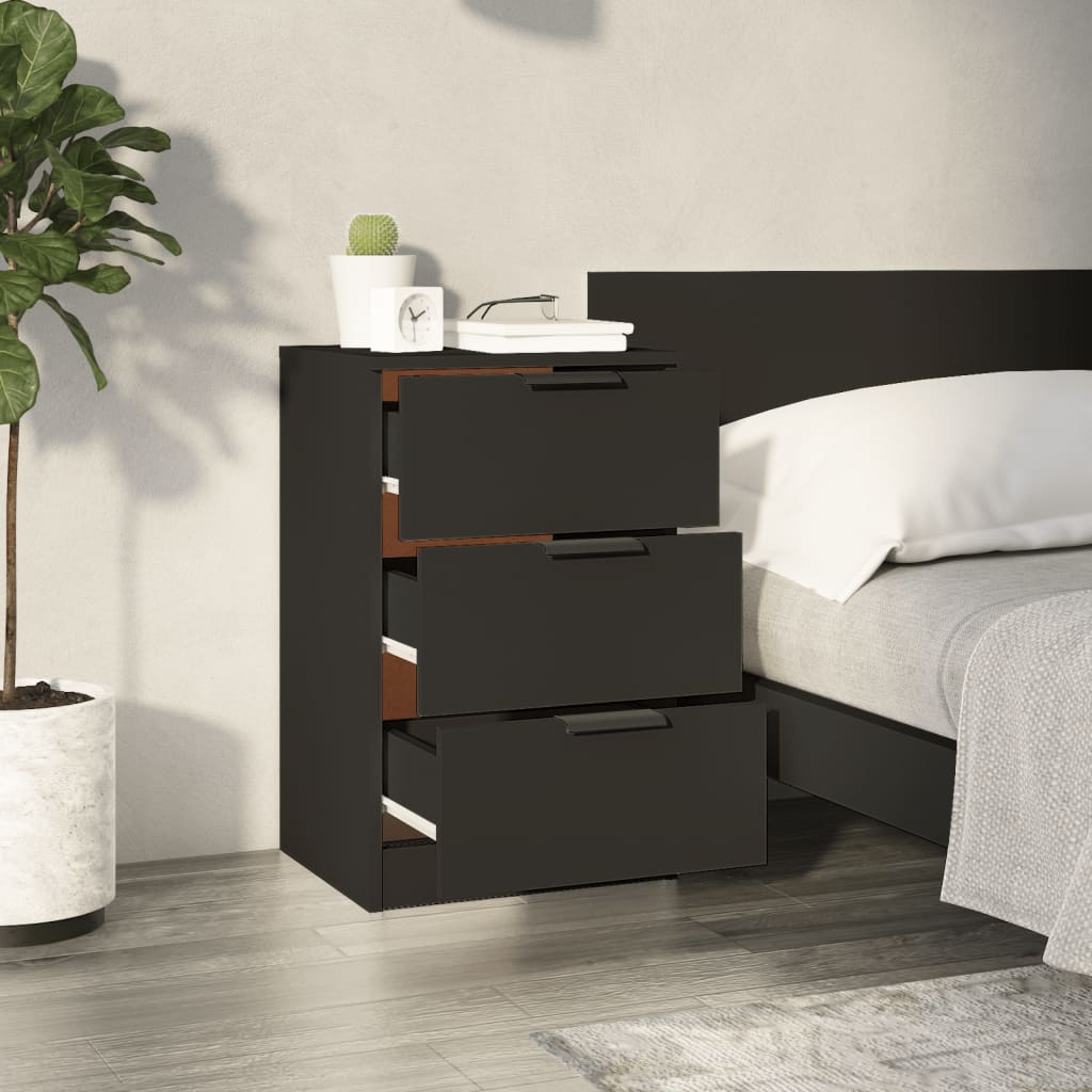 Bedside Cabinet Black 40x36x65 cm