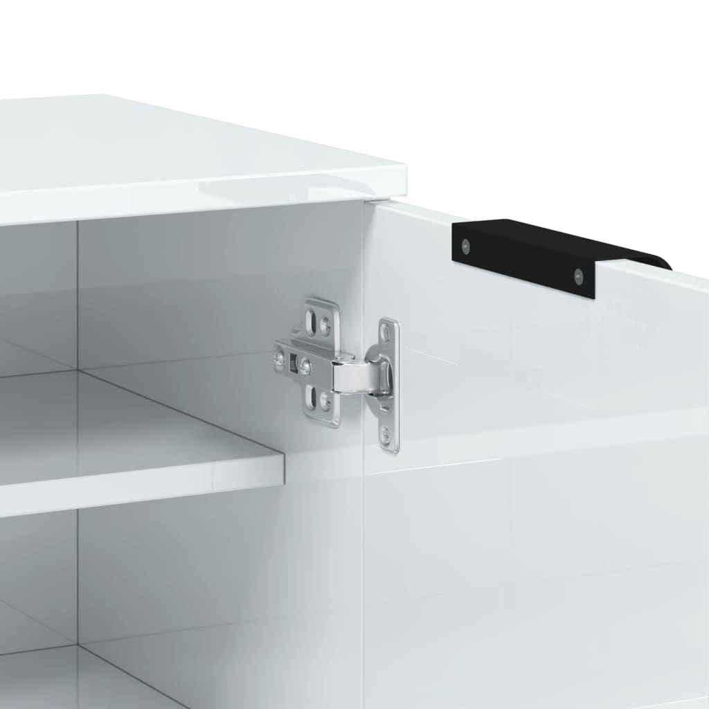 Shoe Cabinet High Gloss White 59x35x100.5 cm Engineered Wood
