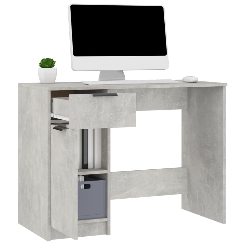 Desk Concrete Grey 100x50x75 cm Engineered Wood