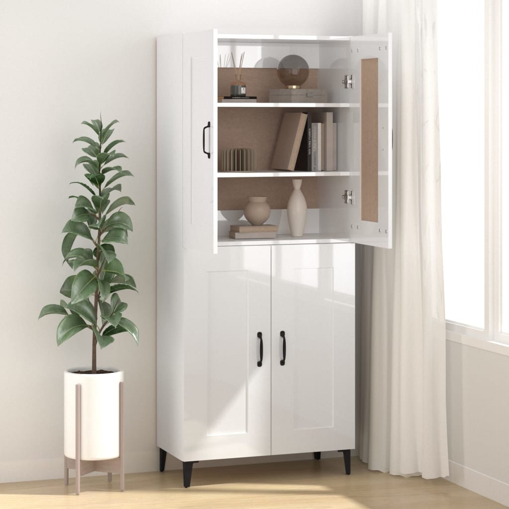 Sideboard High Gloss White 69.5x34x90 cm Engineered Wood