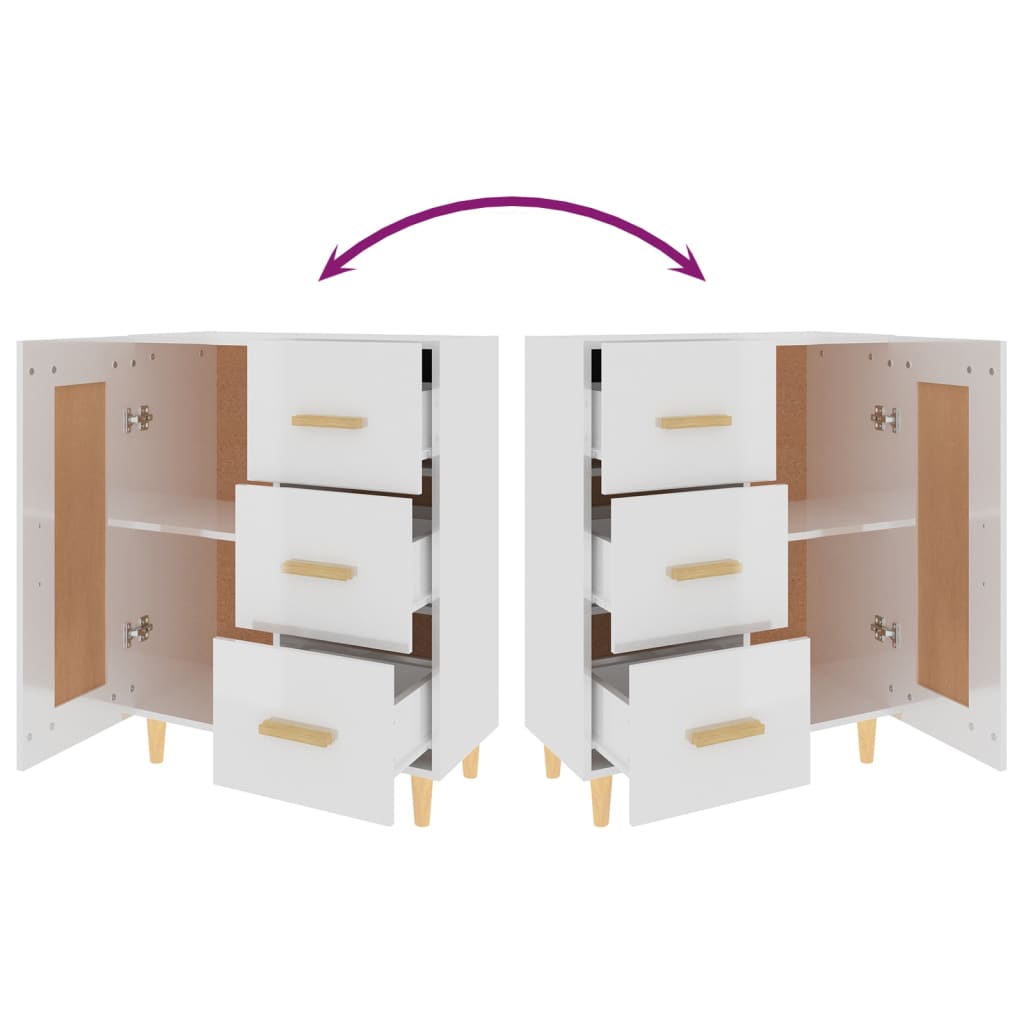 Sideboard High Gloss White 69.5x34x90 cm Engineered Wood