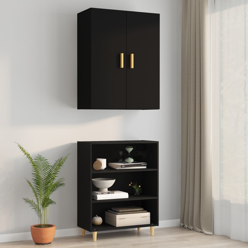 Hanging Wall Cabinet Black 69.5x34x90 cm