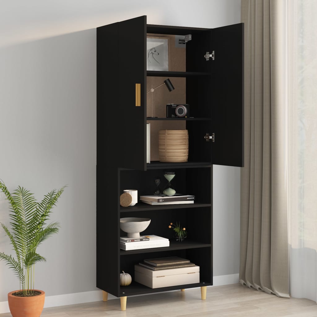 Hanging Wall Cabinet Black 69.5x34x90 cm