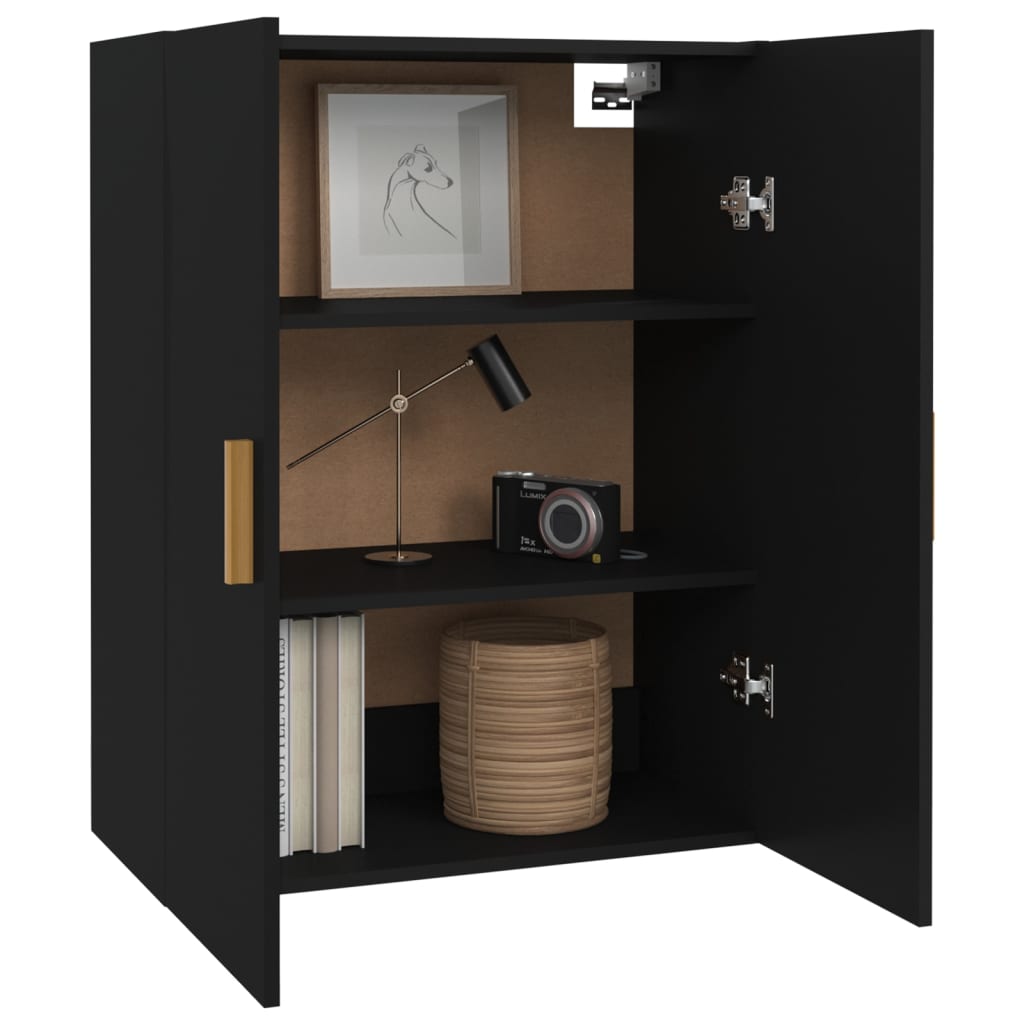 Hanging Wall Cabinet Black 69.5x34x90 cm