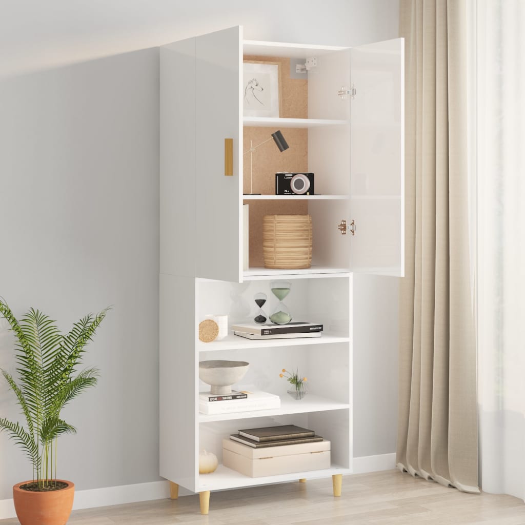 Hanging Wall Cabinet High Gloss White 69.5x34x90 cm
