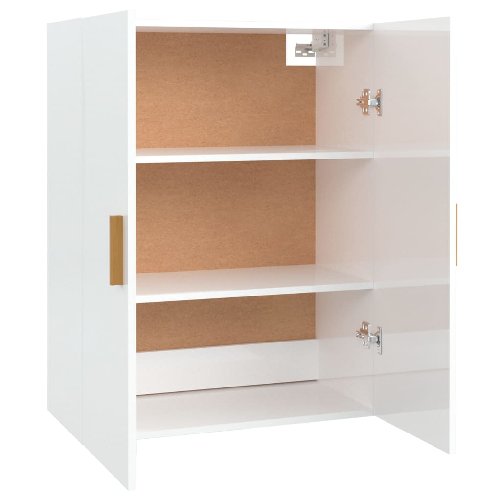 Hanging Wall Cabinet High Gloss White 69.5x34x90 cm