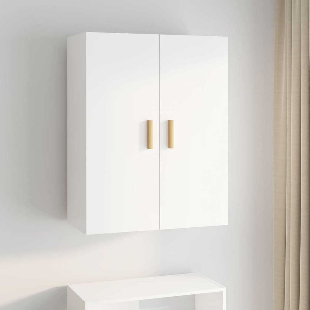 Hanging Wall Cabinet High Gloss White 69.5x34x90 cm