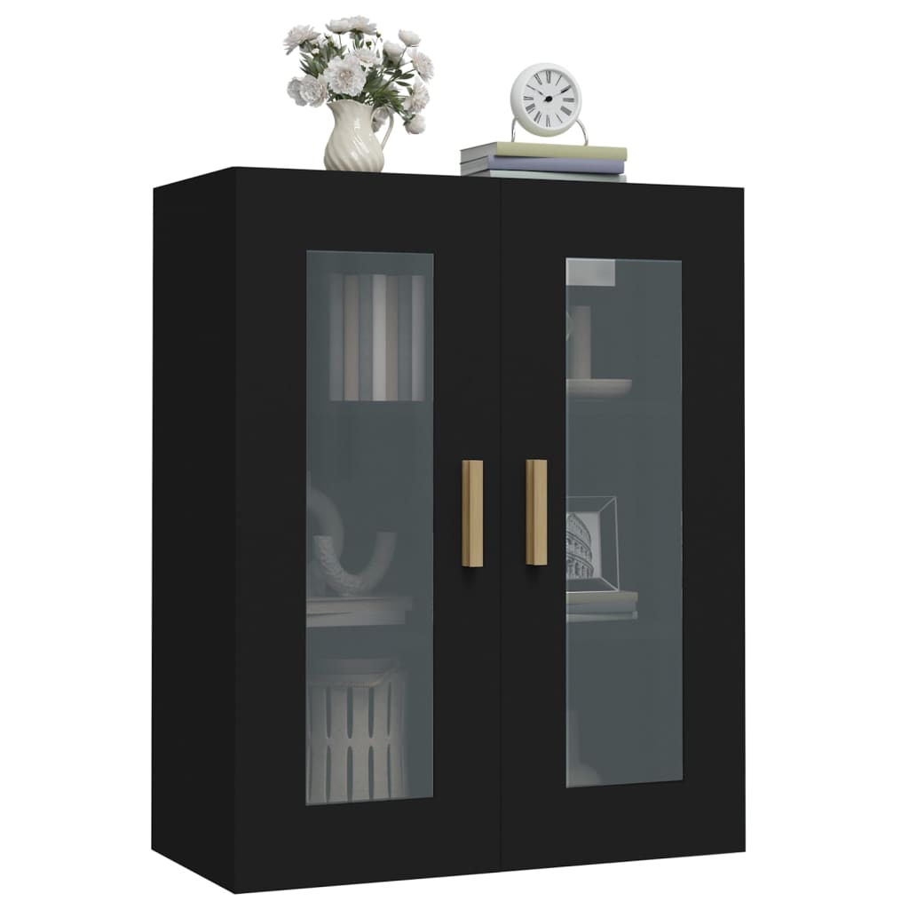 Hanging Wall Cabinet Black 69.5x34x90 cm