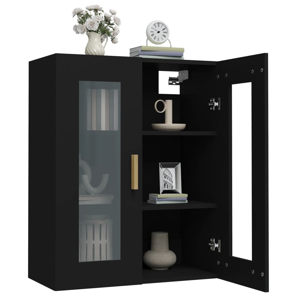 Hanging Wall Cabinet Black 69.5x34x90 cm