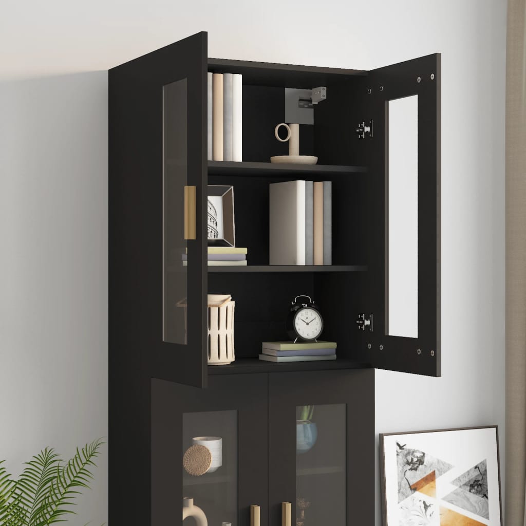 Hanging Wall Cabinet Black 69.5x34x90 cm