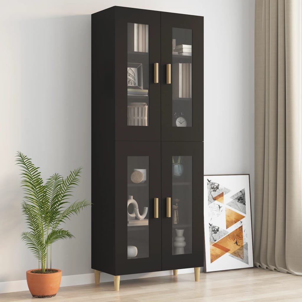 Hanging Wall Cabinet Black 69.5x34x90 cm