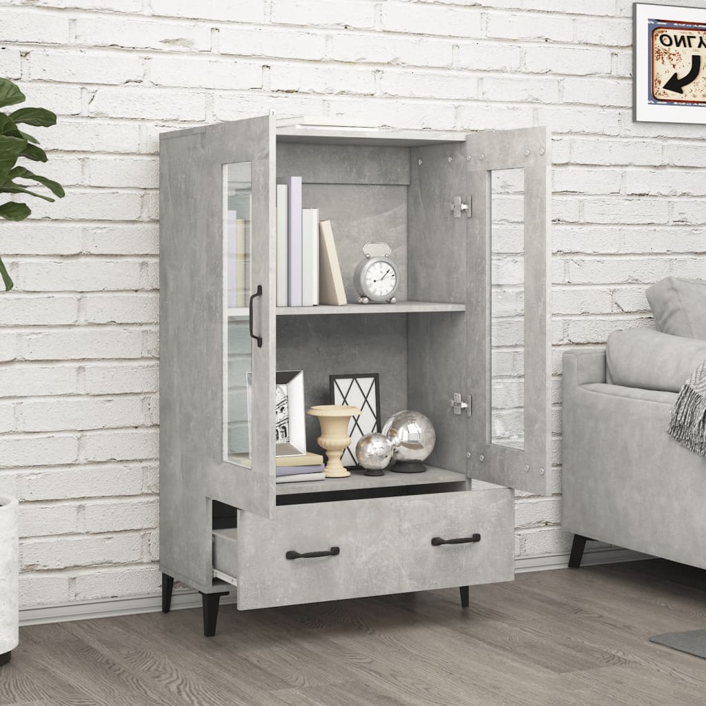 Highboard Concrete Grey 70x31x115 cm Engineered Wood
