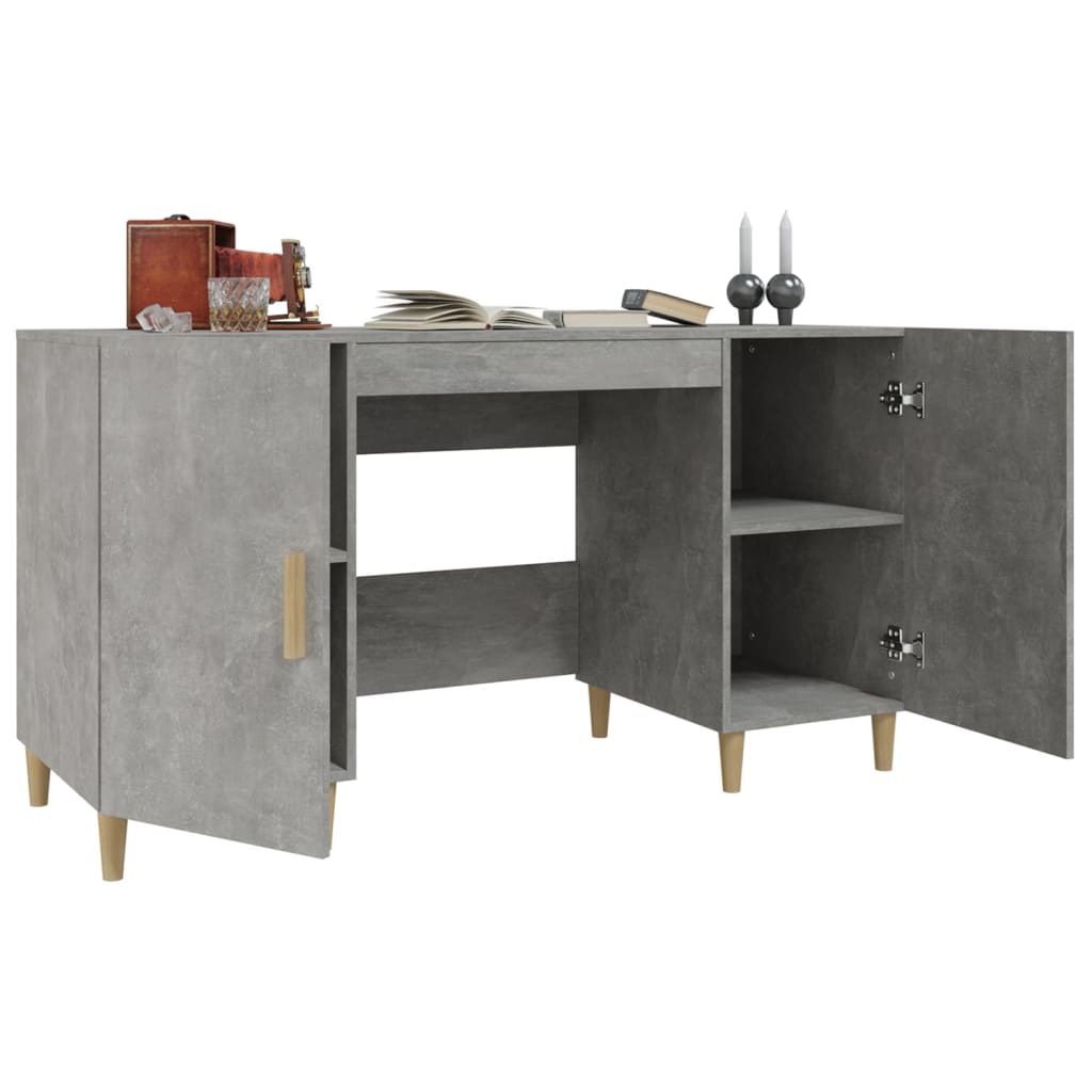 Desk Concrete Grey 140x50x75 cm Engineered Wood