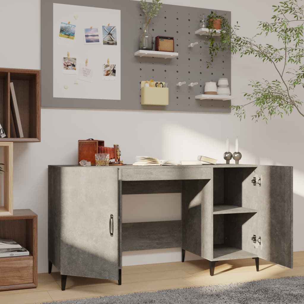 Desk Concrete Grey 140x50x75 cm Engineered Wood