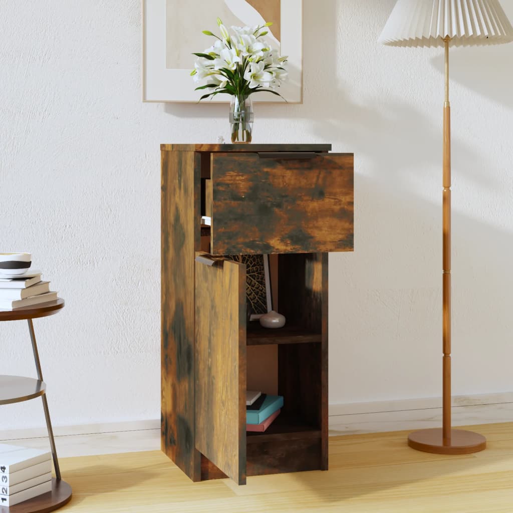 Sideboard Smoked Oak 30x30x70 cm Engineered Wood