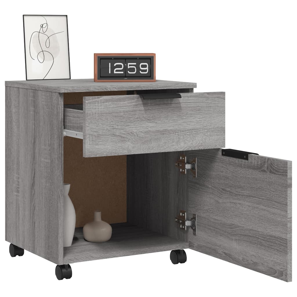 Mobile File Cabinet with Wheels Grey Sonoma 45x38x54 cm Engineered Wood