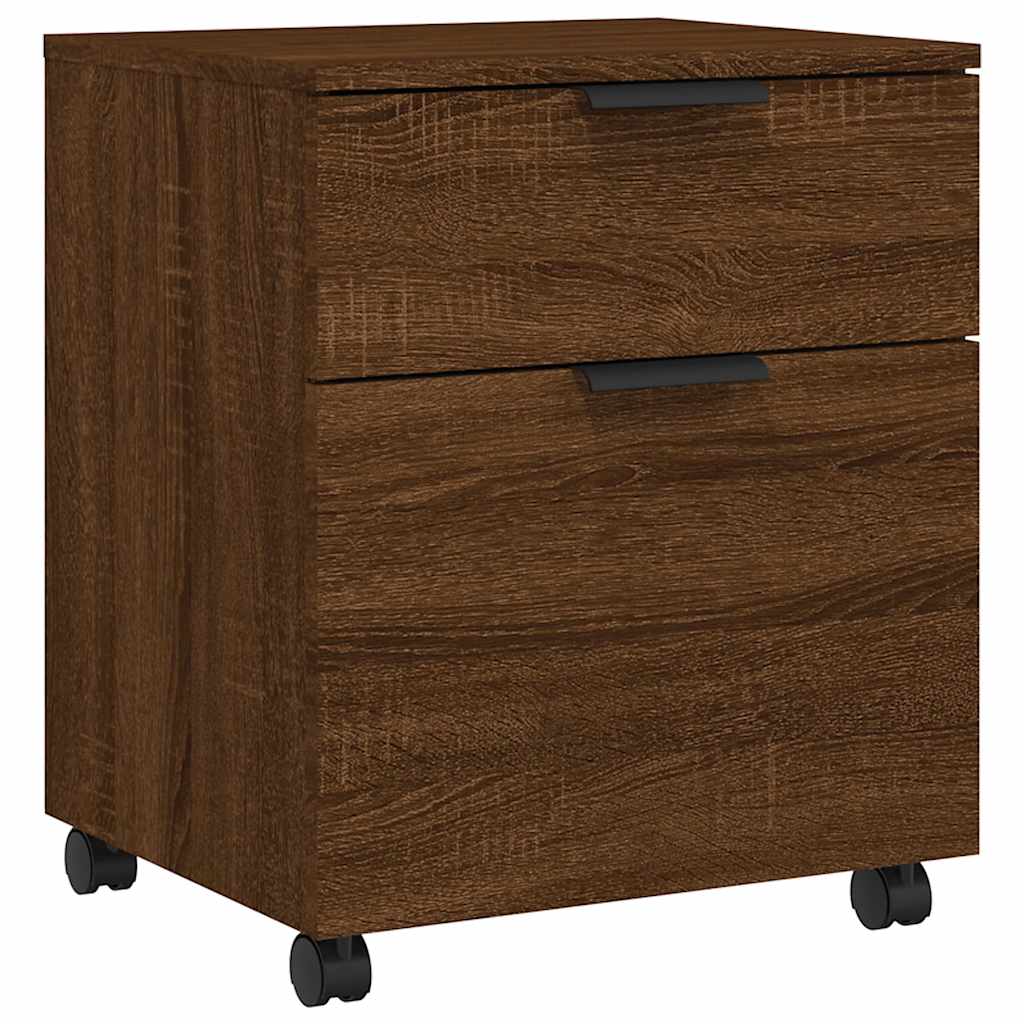 Mobile File Cabinet with Wheels Brown Oak 45x38x54 cm Engineered Wood
