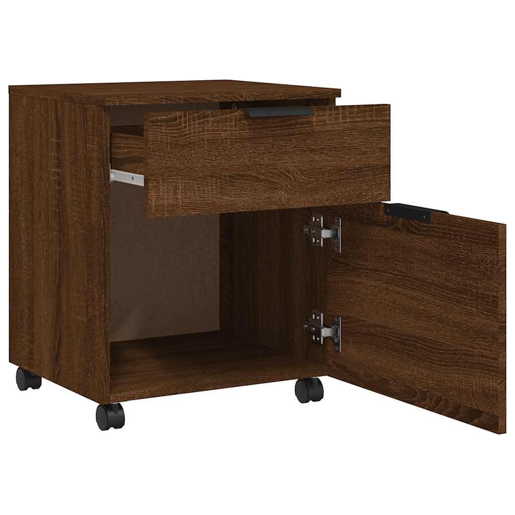 Mobile File Cabinet with Wheels Brown Oak 45x38x54 cm Engineered Wood