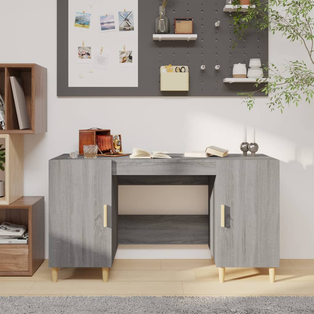 Desk Grey Sonoma 140x50x75 cm Engineered Wood