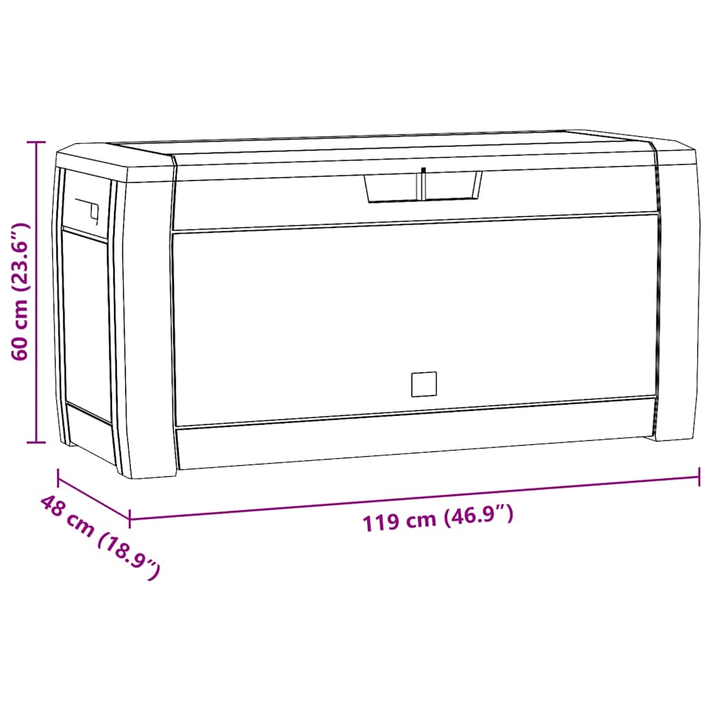 Garden Storage Box Brown 119x48x60 cm PP