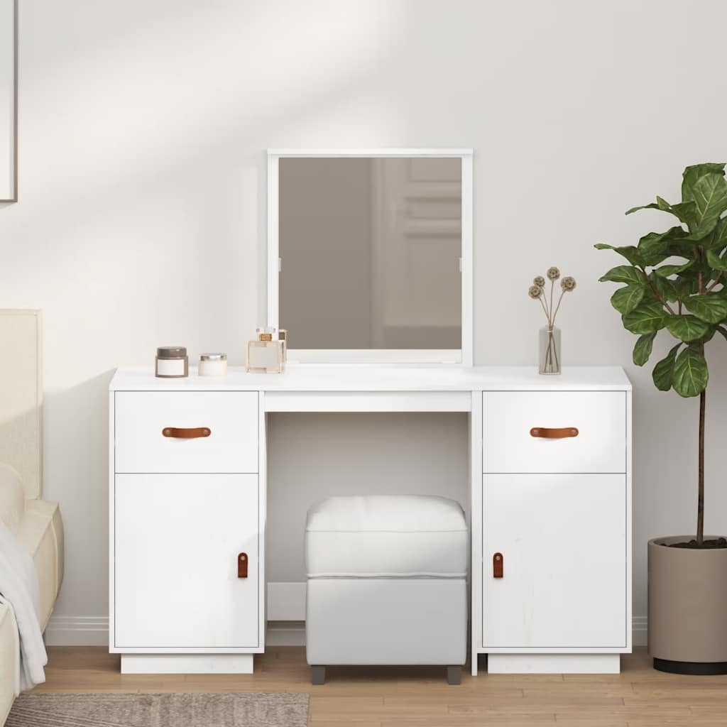 Dressing Table Set With A Mirror Solid Wood Pine