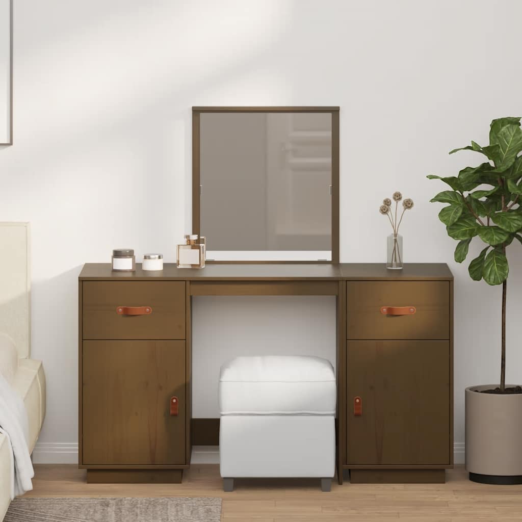 Dressing Table Set With A Mirror Solid Wood Pine