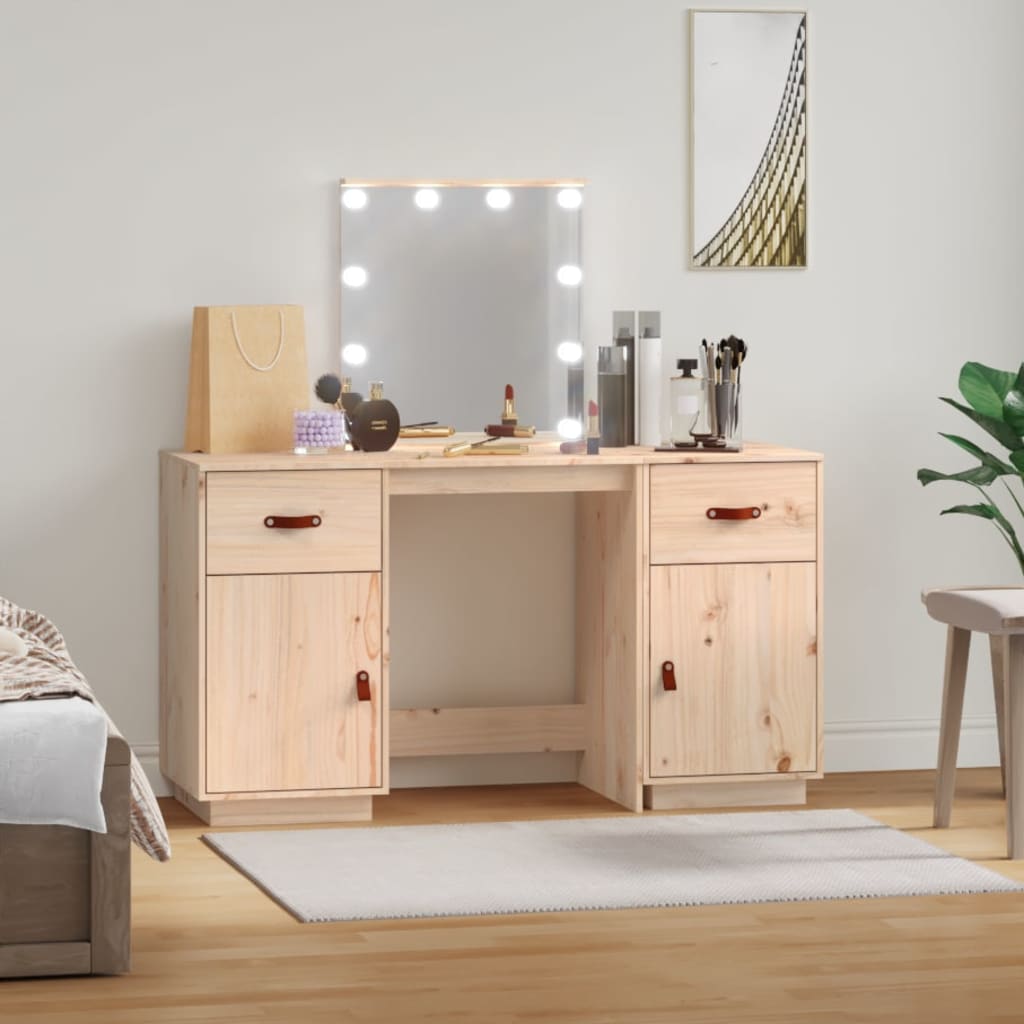 Dressing Table Set With Led Solid Wood Pine