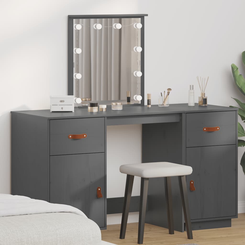 Dressing Table Set With Led Solid Wood Pine