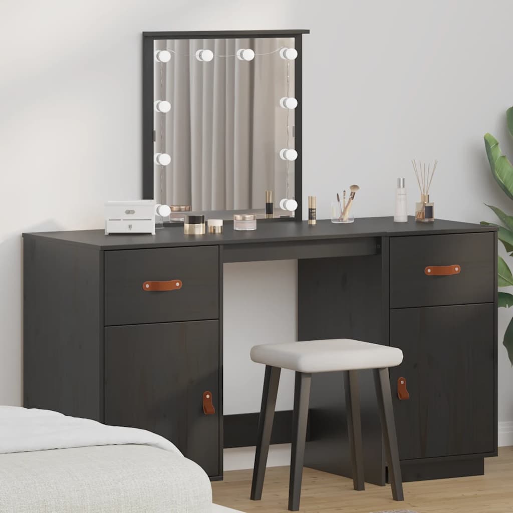 Dressing Table Set With Led Solid Wood Pine