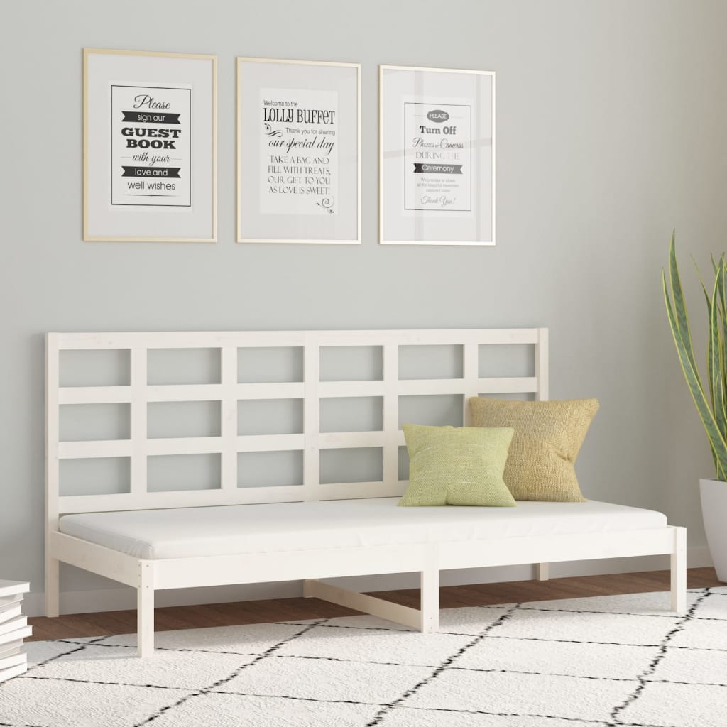 Day Bed without Mattress White 90x200 cm Solid Wood Pine