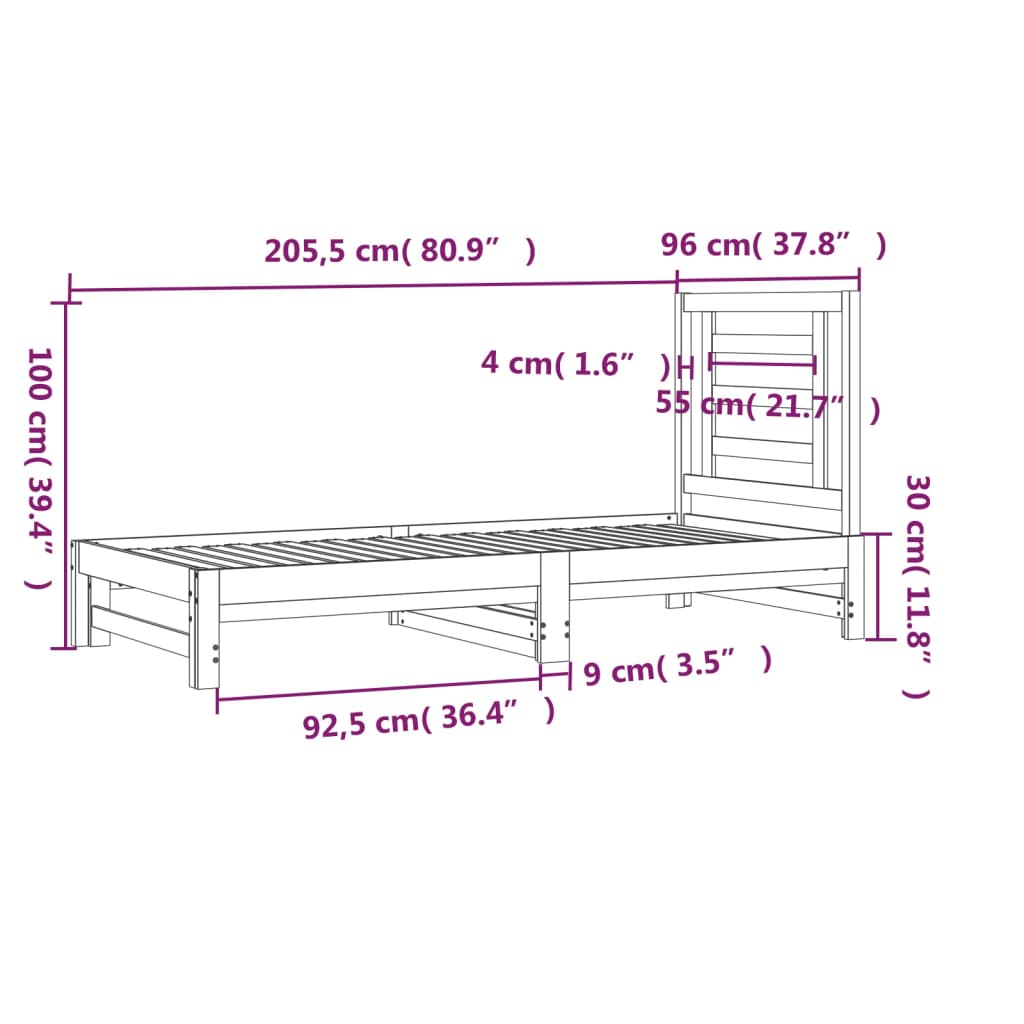 Pull-out Day Bed without Mattress White 2x(90x200) cm
