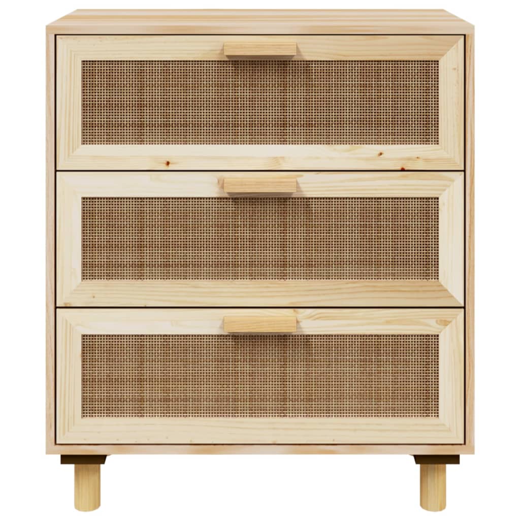 Sideboard Brown 60x30x70 cm Solid Wood Pine and Natural Rattan