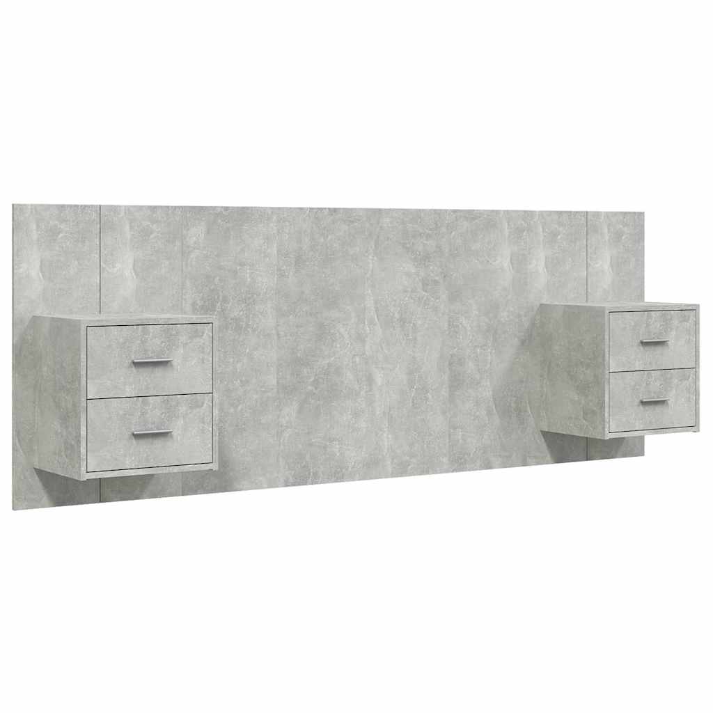 Bed Headboard with Cabinets Concrete Grey Engineered Wood