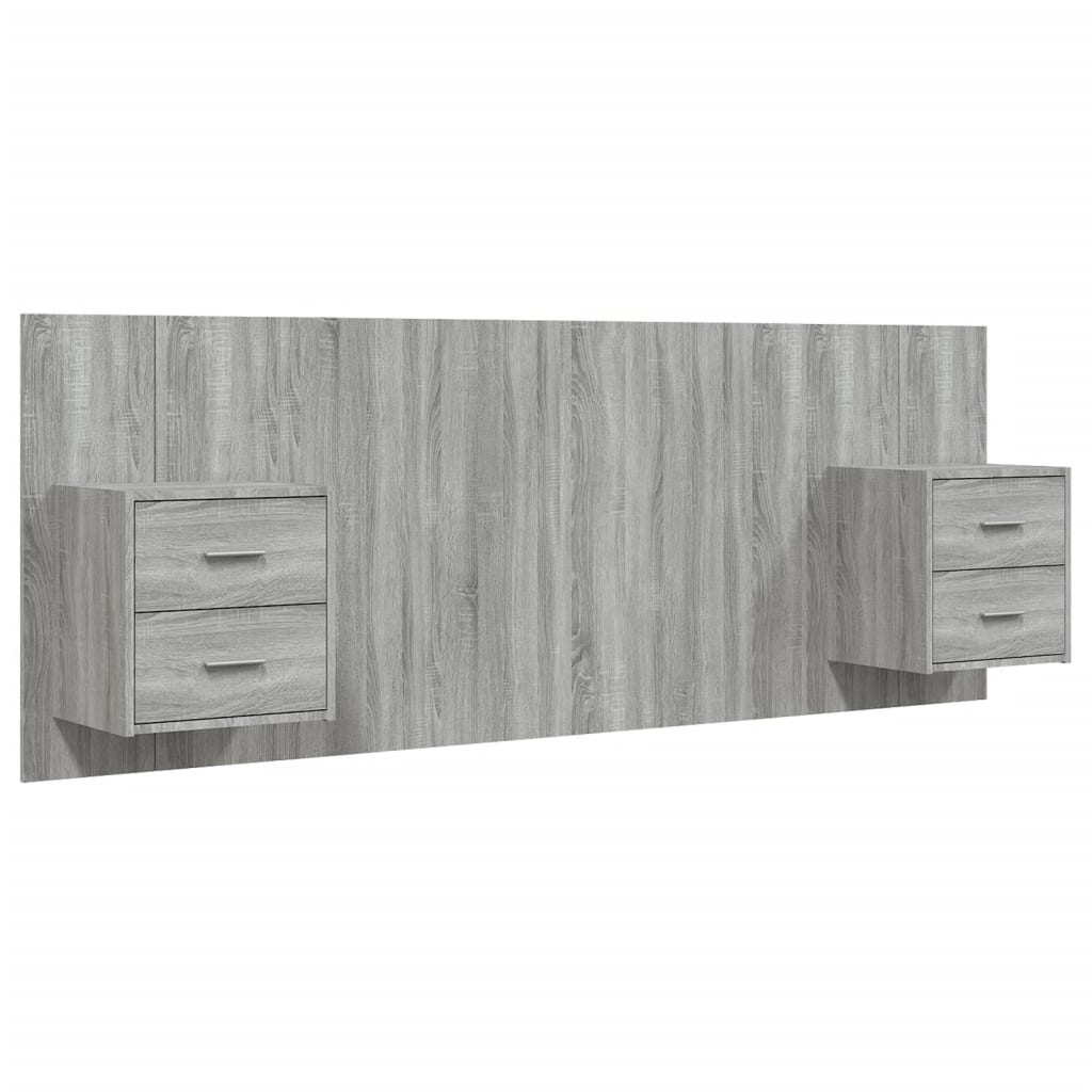 Bed Headboard with Cabinets Grey Sonoma Engineered Wood