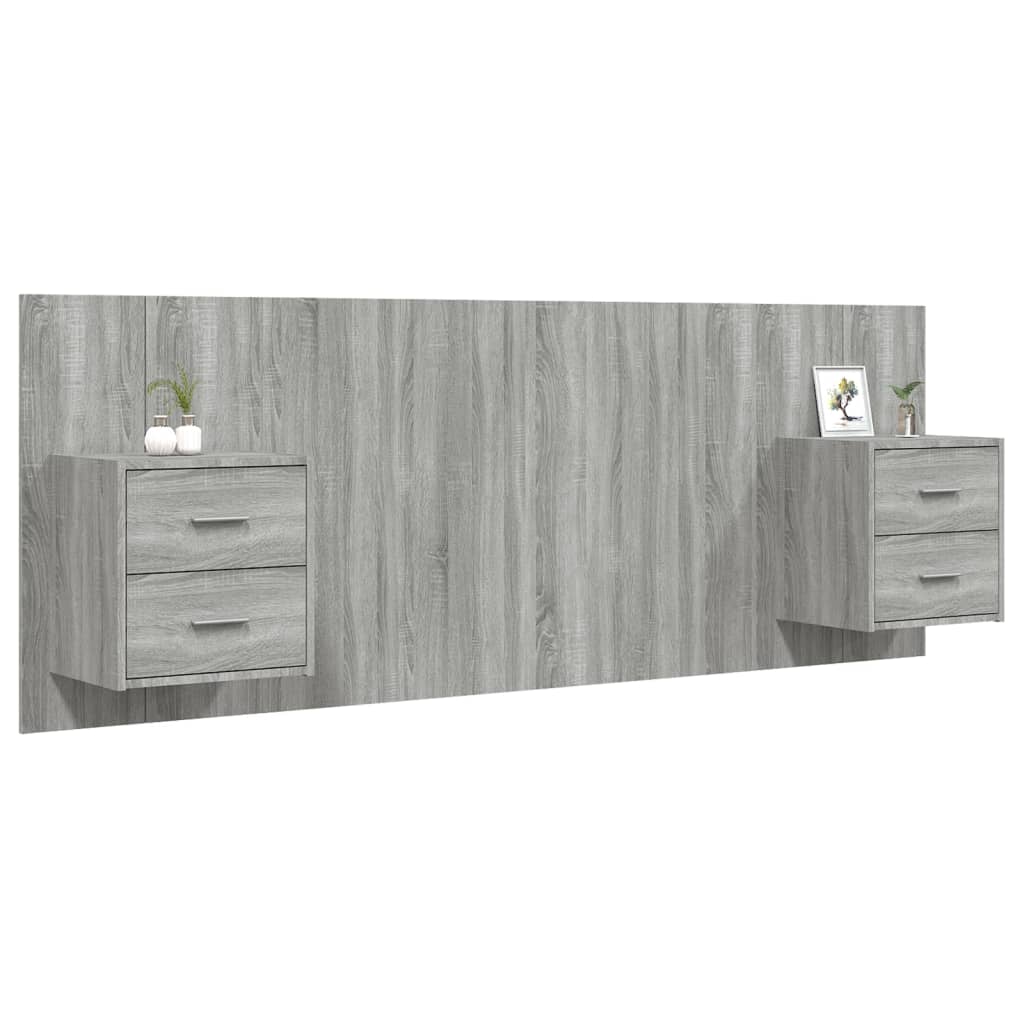 Bed Headboard with Cabinets Grey Sonoma Engineered Wood