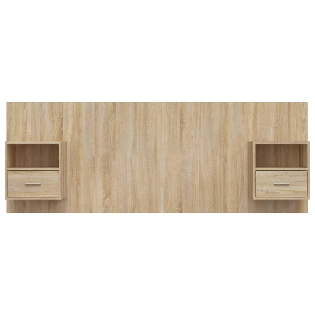 Bed Headboard with Cabinets Sonoma Oak Engineered Wood